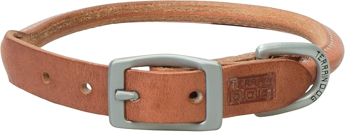 Terrain D.O.G. Harness Leather Rolled Dog Collar Russet 15" (13 - 16 in., 3/4 in. width)