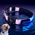 LED AirTag Dog Collar - Brightest Light Up Dog Collars - IP68 Waterproof Air Tag Dog Collar Holder - 1,600 Feet of High Visibility - Magnetic Charging - Dog Lights for Night Walking (Heart, M)