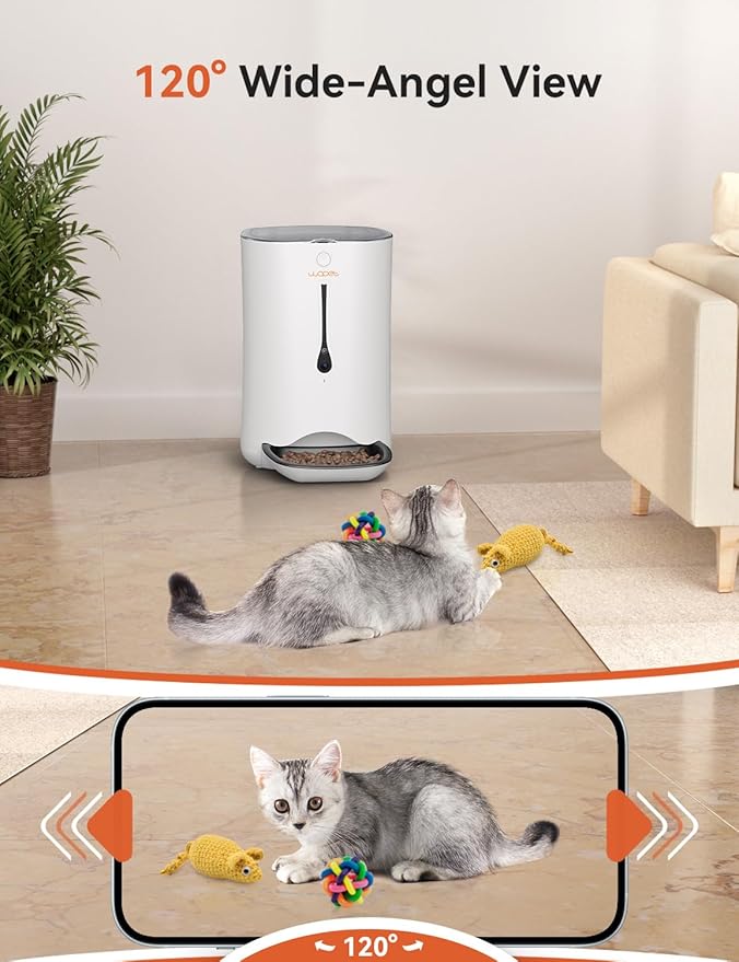 WOPET Automatic Dog Feeder with Camera,7L Smart WiFi Cat Feeder Dog Food Dispenser,6-Meal Pet Feeder HD Camera for Voice and Video Recording APP Control