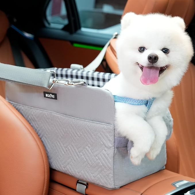 Console Dog Car Seat for Small Dogs Cats Portable Cat Travel Litter Box with Lid and 10 Pcs Disposable Liner Bags