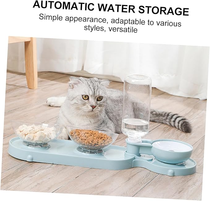 Dual-use Cat Feeder Automatic Water Dispenser Pet Tilt Bowl Cat Water Dispenser Easy to Clean