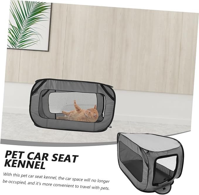 Happyyami Portable Dog Bed Non Slip Car Seat Cushion for Travel Multifunctional Design Lightweight and Easy to Store for Cars and Outdoor Use Grey