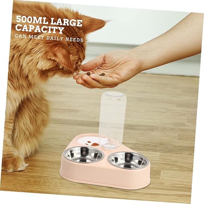 NOLITOY Pet Cat Dog Automatic Water Dispenser with Removable Stainless Steel Food Bowls Capacity Leak Design for Floors for Cats and Dogs