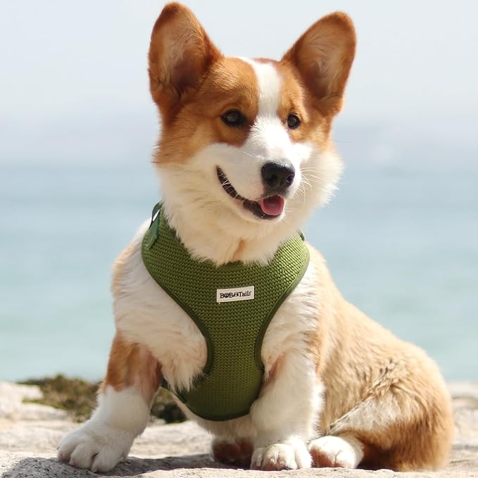 No Pull Dog Vest Harness for Small&Medium Dogs, Side Clip Adjustable Pet Vest, Soft Breathable, Fashion Dog Harnesses for Walking, Running, Shopping (Khaki Green,XS)