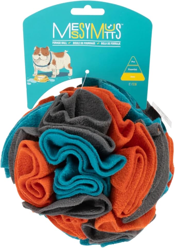 Messy Mutts Round Forage Ball | 6” x 6” Snuffle Ball Puzzle for Dogs | Stimulating Sniffing Interactive Puzzle for Dogs
