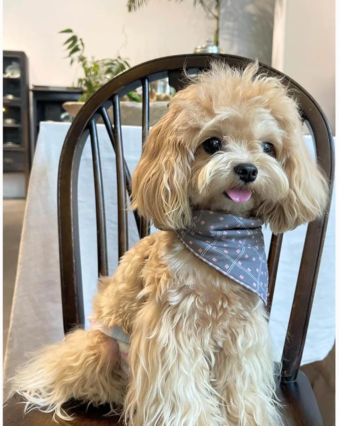 Double Layers Two Tones Dog Cotton Square Bandana Bibs Scarf Kerchief for Small Medium Dogs Boy or Girl - DCB04 P&P