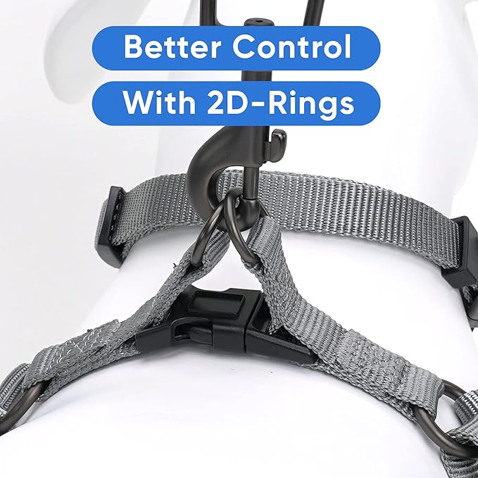 Pawtitas Solid Step-in Dog Harness – Adjustable No-Pull Vest for Puppies to Seniors, Safe & Comfortable M Grey