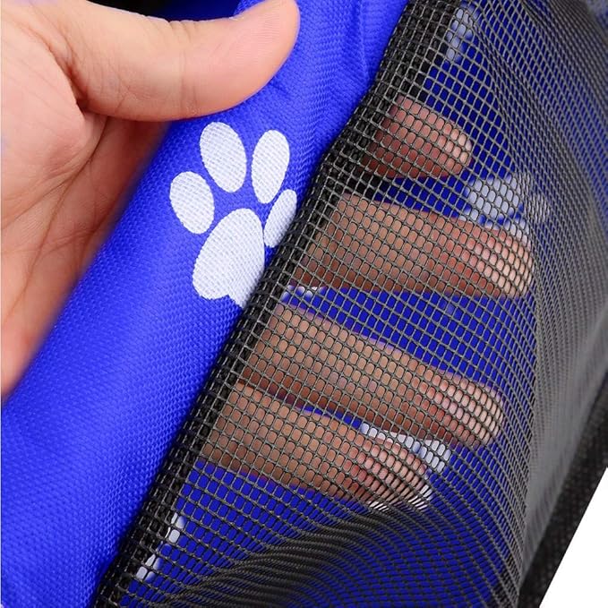 Foldable Car Pet Dog Seat Cover, Oxford Fabric Pet Carrier with Mesh Window, Blue Foldable Dog Booster Seat for Back Seat, Includes 3 Support Rods for Small Medium Dogs