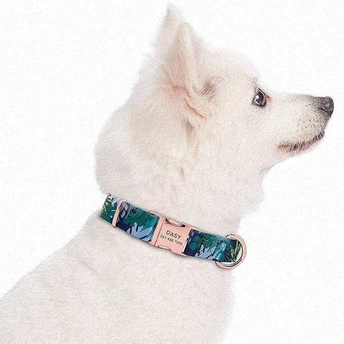 Fashion Custom Dog Collar Nylon Print Personalized Pet Collar Puppy Dog ID Collars Free Engraved ID for Small Medium Large Dogs 132 Blue 40 to 57 cm