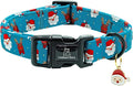 Lionheart glory Christmas Dog Collar, Blue Christmas Santa Deer Dogs Collar Adjustable Soft Comfortable Collars for Large Dogs Girl or Boy Pet Gift Fall Cute Collar