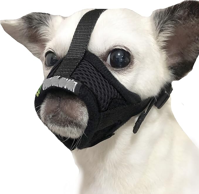 Dog Muzzle, Breathable Mesh Muzzles for Small Dogs 5-15bls, Chihuahua Muzzle for Biting Barking, Adjustable Puppy Muzzle XS Extra Small Muzzle (Comfy-Black)