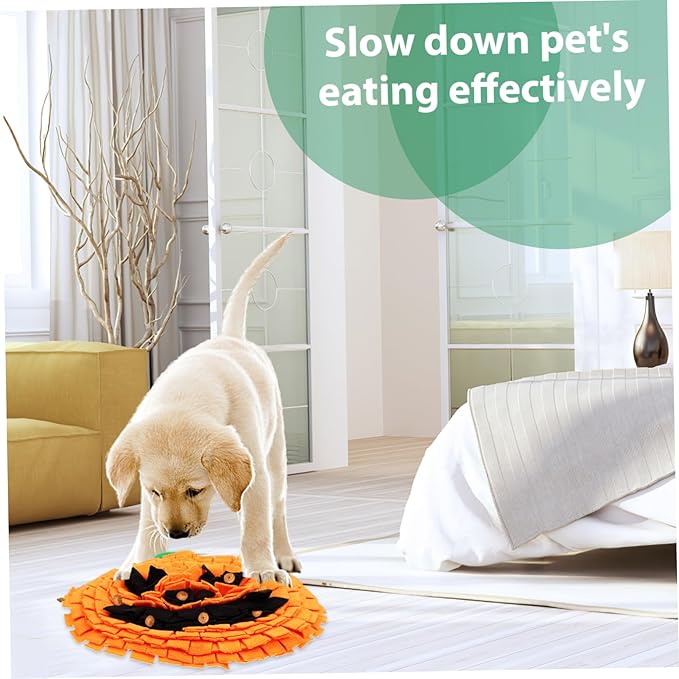 ibasenice Pumpkin Pet Snuffle Mat for Dogs Large Breed Sniffing Feeding Pad Interactive Training Cushion Bright Reduces Stress and Promotes Healthy Behavior