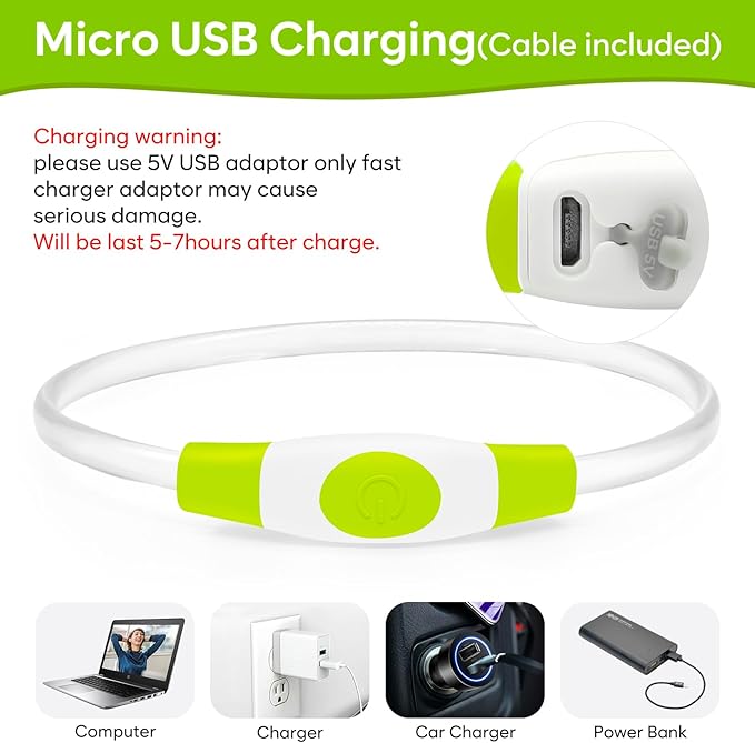 【2-Pack】 Rechargeable LED Dog Light Up Collar Set - Illuminate Night Walks with Universal Safety Light for Small, Medium, and Large Dogs (Green&Blue)