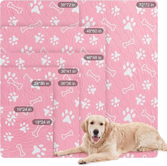 BEAUTYZOO 2 Pack Washable Pee Pads for Dogs, Reusable Puppy Pads for Potty Training, Waterproof Super Absorbent Whelping Pads Mats Non Slip Against Urine for Small Medium Dogs Cats, 48" x 48"