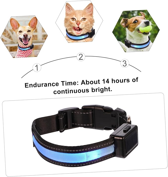 Milisten 1set Led Solar Rechargeable Collar Night Safety Pet Accessory for Dogs Puppies Comfortable Material for Parties Festivals