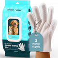 Uproot QuickClean Gloves Pro: Extra-Thick Pet Glove Wipes for Dogs & Cats - Easy Wipe Paws, Eyes, Ears, Butt, & Body - Lick-Safe for Cats & Dogs - Cleaning, Deodorizing & Grooming (20 Pack)