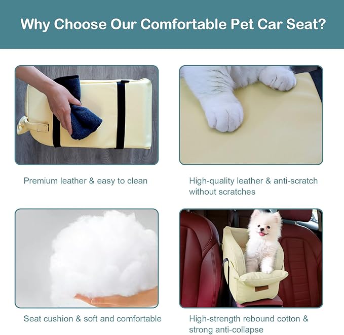 Dog Car Seat Centre Console Dog Booster Seat Dogs Console Car Seat for Dogs Cats Pets Up to 13lbs