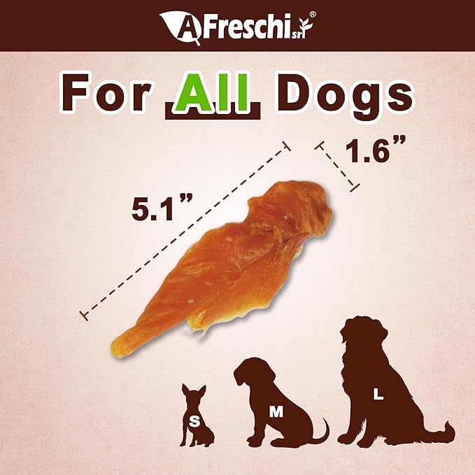 Afreschi Chicken Jerky Dog Treats, All Natural, High-Protein, Healthy & Easily Digestible, Grain-Free Puppy Chews, Human Grade Training & Rewards Dog Snacks, Chicken Fillet, 16 oz Pack