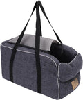 Focket Dog Car Seat, Fits Most Car Linen Fabric Safety Leash Attachment Portable Handle Design Console Dog Seat, Portable Bed with Mat for Travel Camping