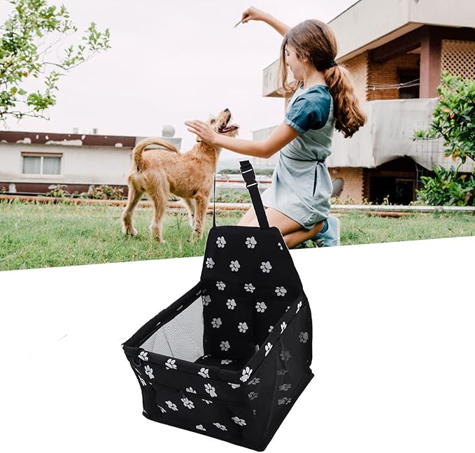 Pet Car Seat, Waterproof Breathable Slip Proof Safety Leash Design Dog Car Basket for Puppy Cat (Black)