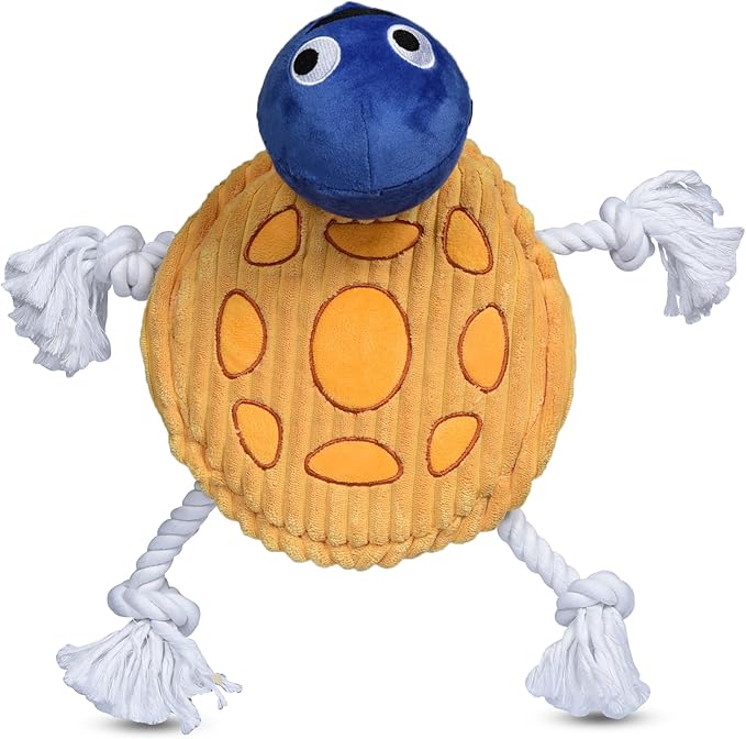 The Dodo Turtle Multitexture Toy with Ropes, Squeakers, and Crinkle; Stuffingless Toy for Dogs; No Stuffing Dog Toys with Crinkle Sound and Squeaker; Turtle Toy for Dogs in Flat Style Plush