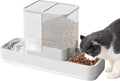 Yummy Sam Automatic Small Pet Feeder and Water Dispenser, 2 in 1 Gravity Cat Auto Pet Feeder and Waterer Set Feeder Dish for Small Medium Pets Dog Puppy Kitten (White)