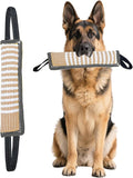 Clysoru Squeaky Tug Toy for Dogs Jute with 2 Strong Handles Lasting Training Equipment Puppy to Large Dog Interactive Toys of War Pull Indestructible Rope Pet Crinkle Teething