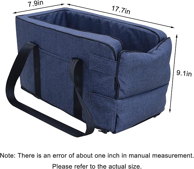 Ultimate Pet Safety Booster Seat - Central Car Seat for Cats & Small Dogs, Puppy Car Seat Pet Basket with Removable/Washable Straps for Pets up to 13lbs Dark Blue