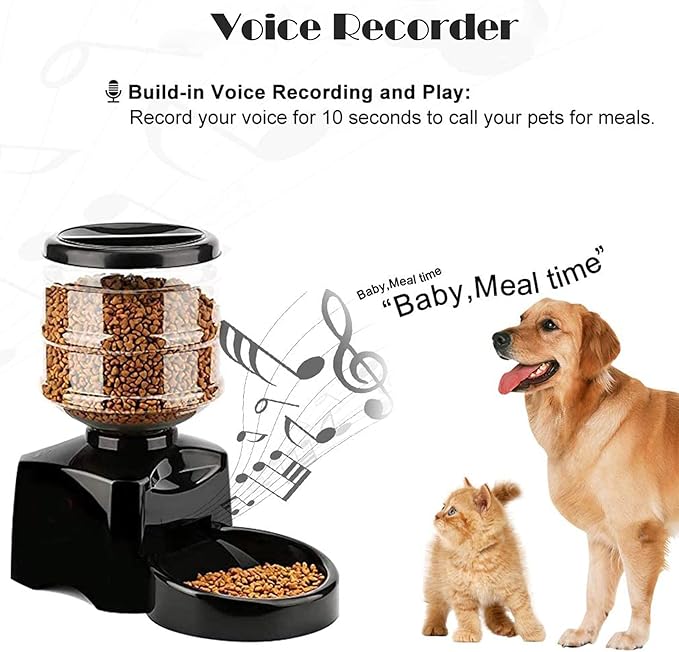 5.5L Automatic Pet Feeder Smart Pet Feeder Timed Dog Cat Food Dispenser Timer Programmable 1-3 Meals 12 s Control Voice Recorder for Dog Cat Small Medium Pets