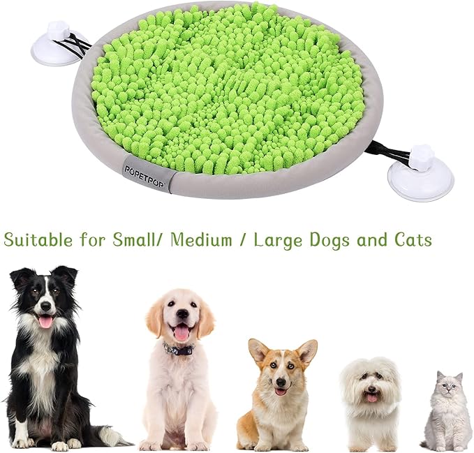 Snuffle Mat for Dogs: Washable with Suction Cups Food Feeding Foraging Mat for Large Small Breed Puppies Green (16.5inch)