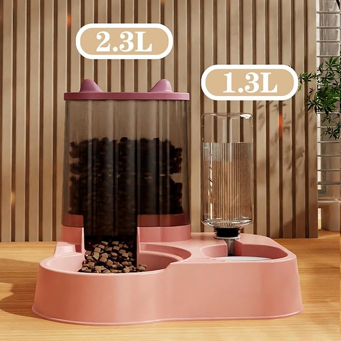 Automatic Cat Feeder - 2 in 1 Cat Automatic Feeder | 2.3L Cat Feeder and Water Dispenser | Anti-Tip Cat Food Dispenser Automatic | Automatic Dog Food Bowl Large Capacity Automatic Pet Feeder