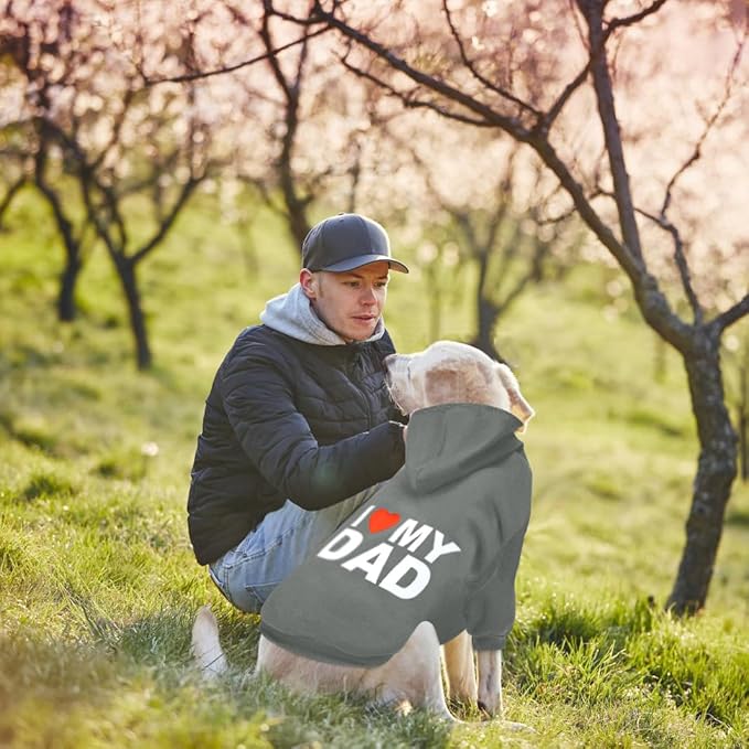 GreenJoy Dog Sweater Dog Hoodie Cold Weather Dog Coat Hooded Sweatshirt for Puppies,Cats, Small Medium Large Dogs (Grey(I Love My Dad), XX-Large)
