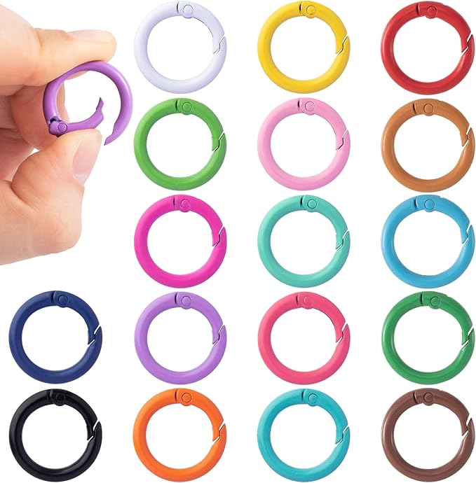 Spring O Rings,Round Spring Snap Keyring, Metal Carabiner Clips for Keychain Handbag Purse Dog