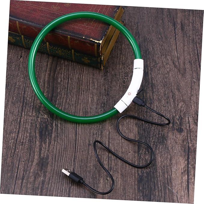 Milisten USB Rechargeable Led Dog Collar for Pets Green Glowing Flashing Collar for Evening Walks