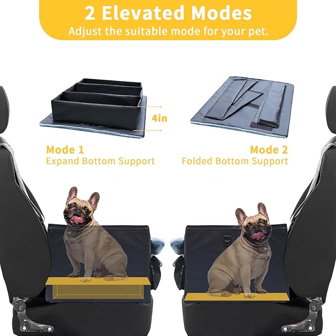 Foldable Dog Car Seat for Small/Medium Dogs,Potable Puppy Booster Seat with Harness &Safety Belt, Travel Pet Bed can Removable & Washable Suitable for 2 Dogs 25-30 lbs(Black)