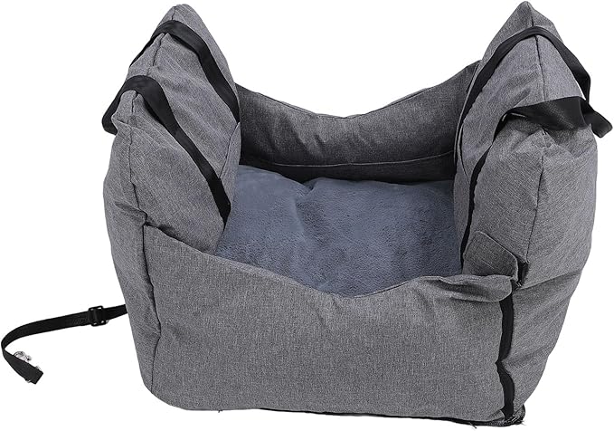 Pet Travel Safety Car Seat, Portable Removable and Washable Comfortable Material Elevated Pet Booster Seat with Thick Cushion for Travel and Trip(Gray)