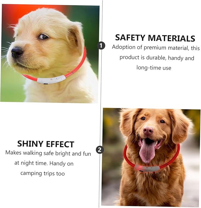 SUPVOX Led Dog Night Light Collar Plastic Glow Puppy Collar USB Cable Fashion for Dogs