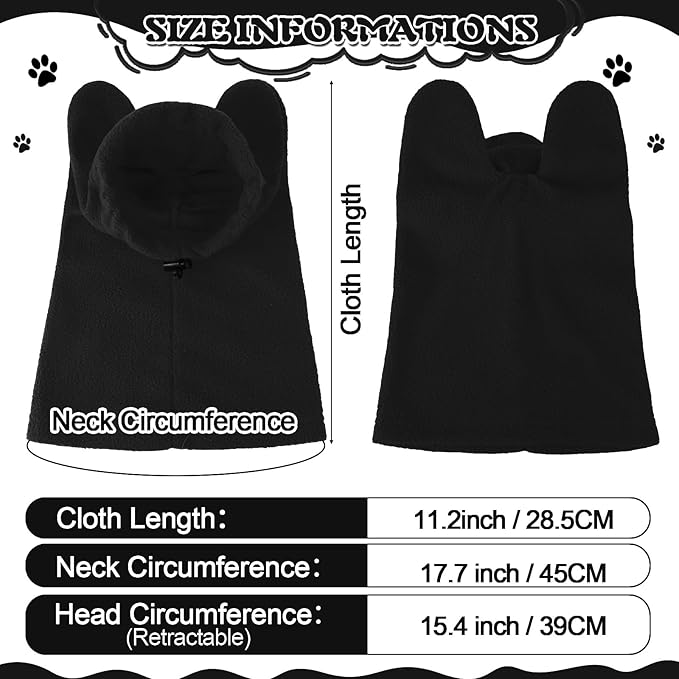 Winter Dog Hats Quiet Ears for Dogs Ear Muffs Pet Neck Warmer Scarf Hoodie Noise Protection Cover Beanie Head Wrap Costume for Pet Dog Cats(Black,S)