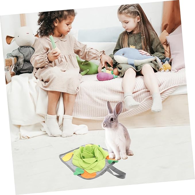 Rabbit Training Mat Pet Feeding Pad Bunny Snuffle Toy Made of Polar Fleece Aid