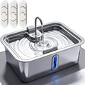 15L Large Capacity Pet Water Fountain for Dogs Cats, Automatic Dog Dispenser with Spill Proof Pet Feeding Mat, 3 Filters Replacement, Quiet Pump