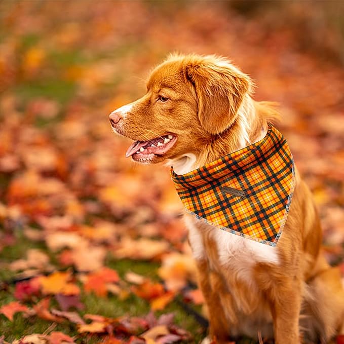 Elegant Little Tail Dog Bandana, Fall Halloween Adjustable Scarf Handkerchief Bib for Small Large Dogs, Boy Girl Square Kerchief