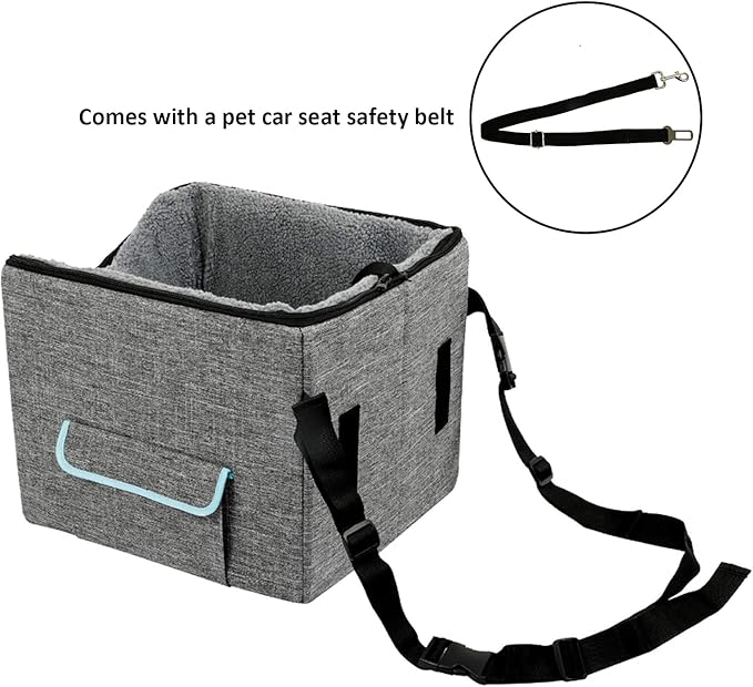 Dog Car Seat for Small/Medium/Large Dog, Soft & Comfortable Large Capacity Pet Booster Car Seat with Clip-On Safety Leash (Medium, Grey)