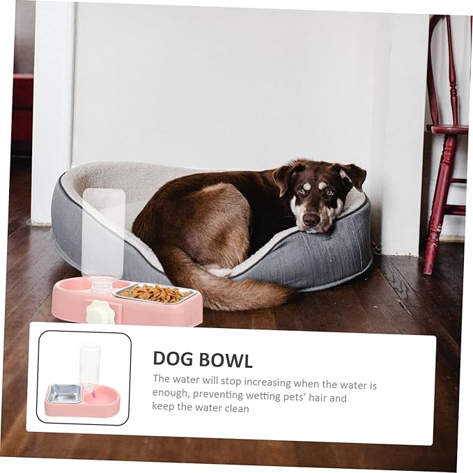 Happyyami 1set Automatic Pet Feeder Water Dispenser Hanging Double Bowl for Dogs and Cats Convenient Detachable Design for Easy Cleaning and Use for Stores Box