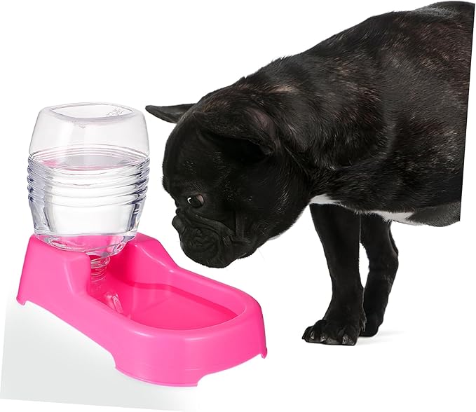Pink Pet Water Feeder Bowl Automatic Dog Puppy Watering Tool with Stable Design and Safe High Density Material for Home and Pet Shop Use
