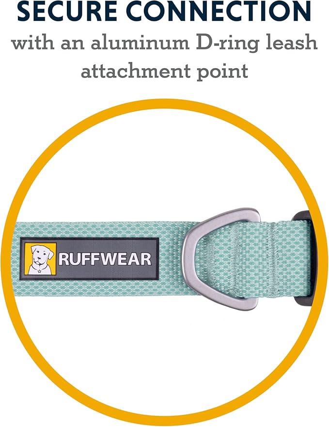Ruffwear, Hi & Light Dog Collar, Ultralight Quick Release Buckle, Adjustable Trail Running Polyester Collar with Silent ID Attachment, Sage Green, 14"-20"