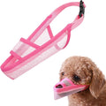 Crazy Felix Nylon Dog Muzzle for Small Medium Large Dogs Dachshund Beagle Poodle Labrador, Air Mesh Breathable and Drinkable Pet Mouth Guard for Anti-Biting Chewing Scavenging(XXXS, Pink)