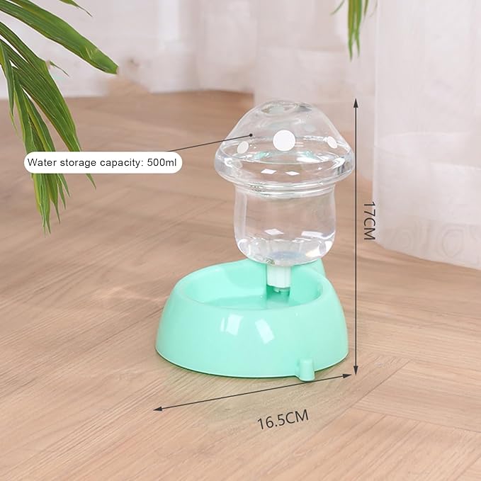 1 Set Cat Water Feeder Auto Replenishment Large Capacity Mushroom Shape Pet Dog Cat Water Food Container Pet Supplies, Mushroom Shape Pet Cat Dog Automatic Feeder, Dog Food Dispenser Green