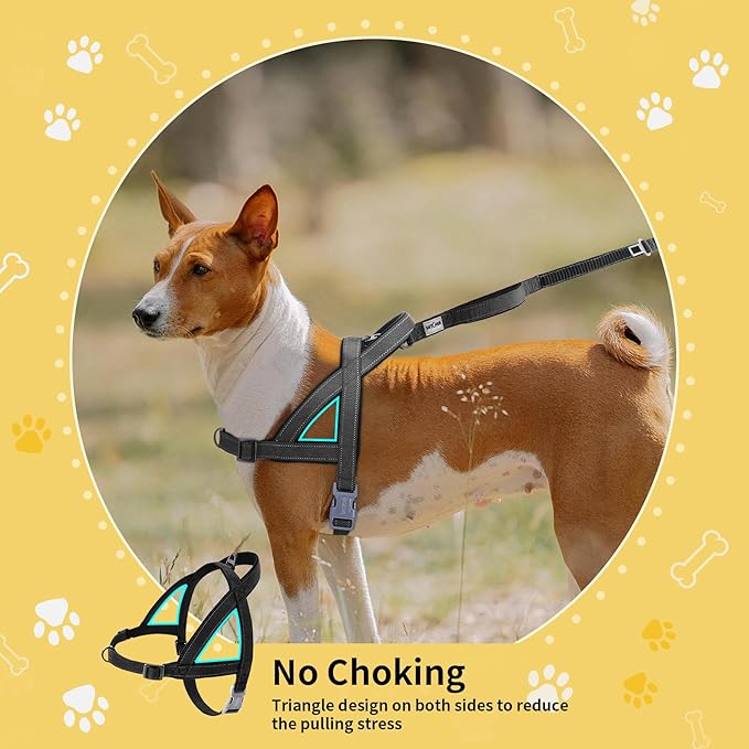No Pull Dog Harness, Reflective Puppy Harness with Soft Padded Handle, Escape Proof/Quick Fit Adjustable Pet Harness for Small Medium Large Dogs, Easy for Training Walking (Black, XS)