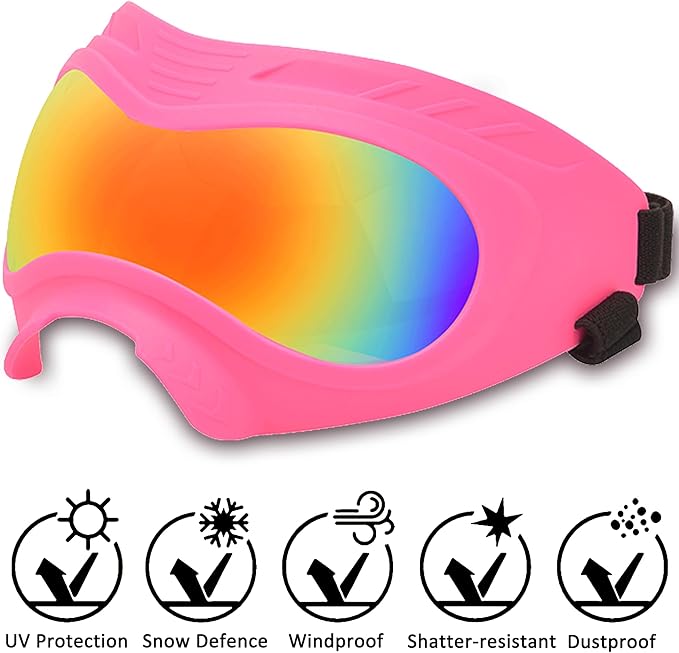 Dog Sunglasses,Doggles Anti-UV Protection, Pet Sunglasses with Adjustable Strap, Suitable for Motorcycle Car Driving Bike Riding Hiking Swimming Wind Dust Fog Dog Eye Protection