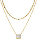 TONTMY STUDIOS Layered Gold Necklace for Women 14K Gold Plated Small Dainty CZ Pendant Layering Gold Necklaces Set Simple Chain Choker Necklace Trendy Jewelry for Women Gifts